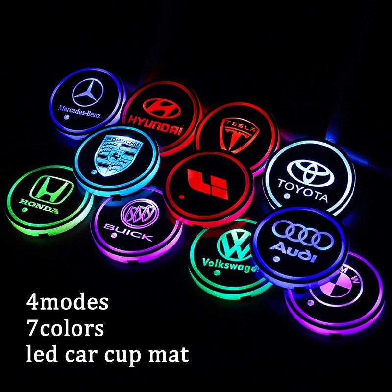 Car LED Light Cup Mat – 7 Color Atmosphere Pad
