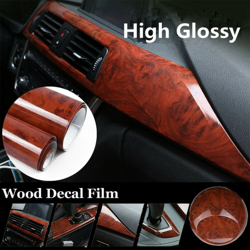 High Gloss Car Sticker Waterproof Car Interior Adhesive Wood Grain Film carbon fiber roll