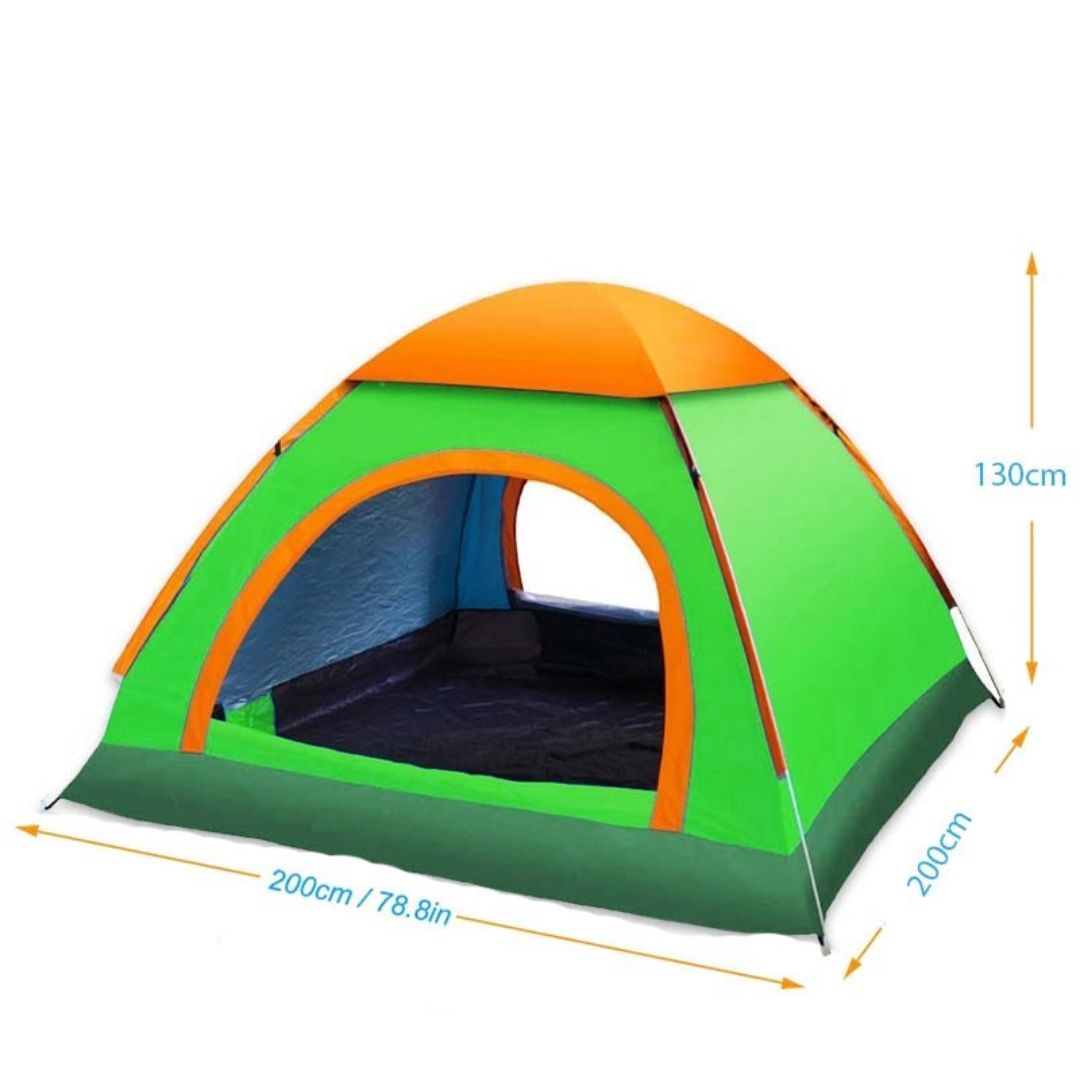 Automatic Pop-Up Tent – Double Door, Single Layer, Waterproof & Windproof for Outdoor Camping with Carry Bag – Green