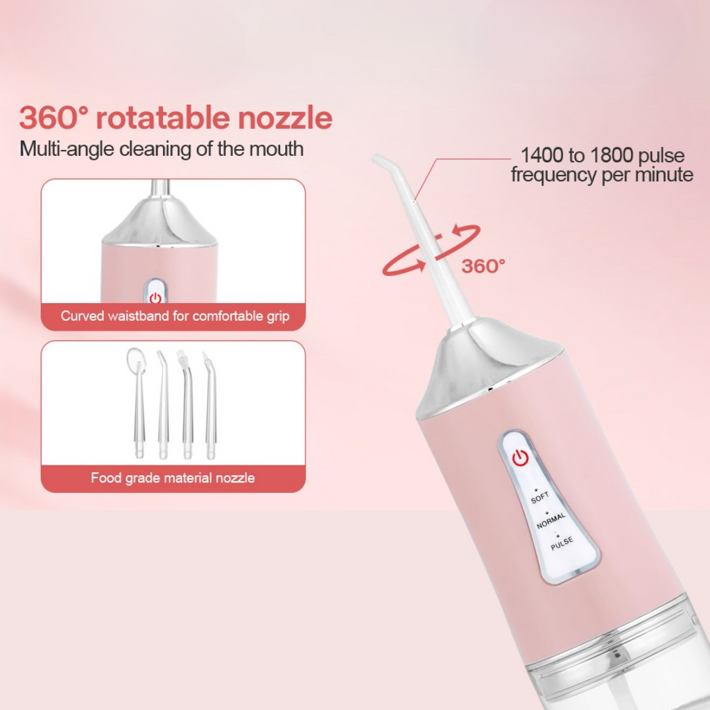 Professional Oral Irrigator for Teeth & Gums with 4 Jet Tips, 3 Modes & 360° Rotation , Water Dental Flosser