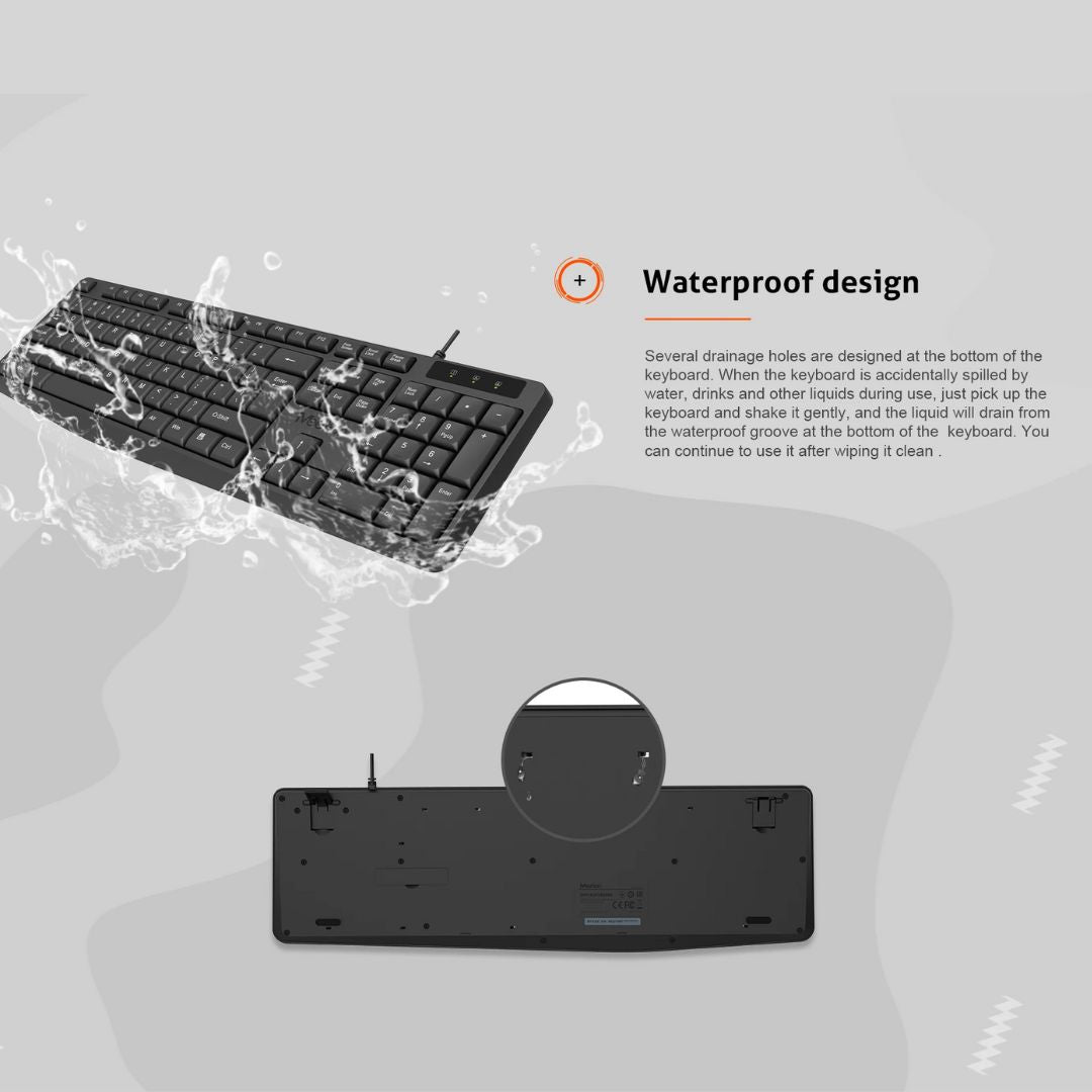 Meetion MT-K200 Economical Universal Waterproof 104 Keys USB Wired Office Keyboard