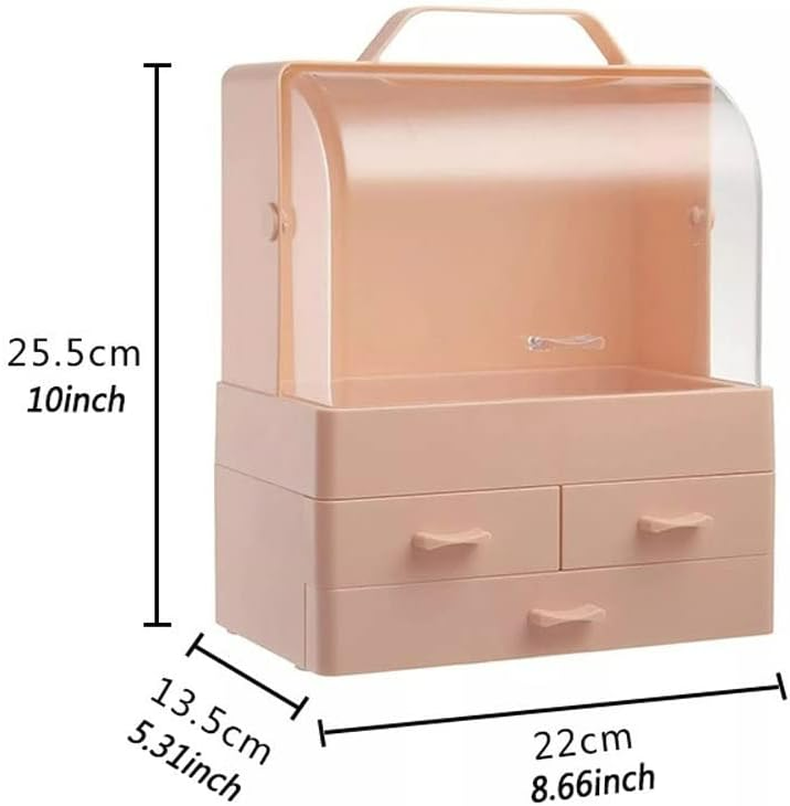Makeup Organiser, Portable Skin Care Display Case with 3 Drawer