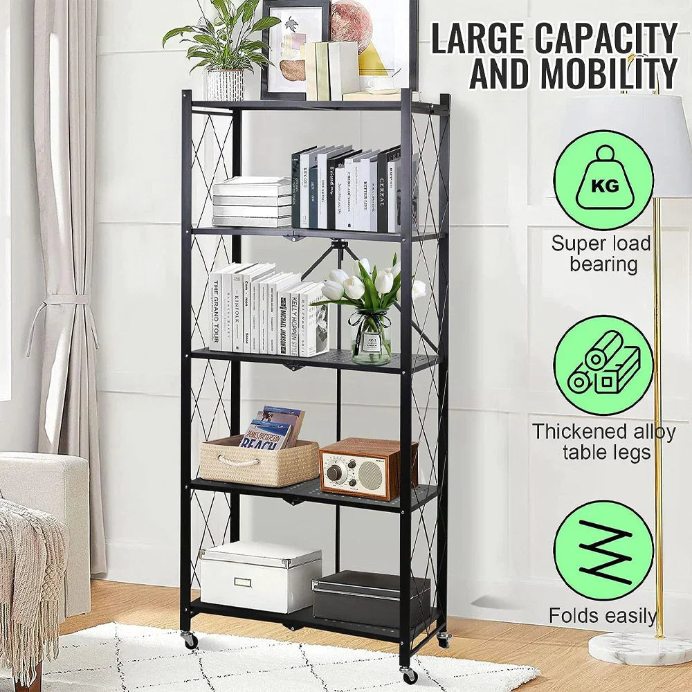 Tier Storage Shelves Foldable Storage Shelf Rack Storage Shelving On Wheels For Kitchen