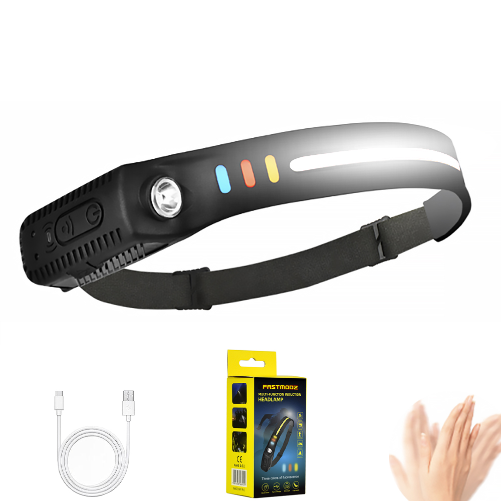 Bright Rechargeable Headlamp Flashlight, 8 Lighting Modes with Motion Sensor Head Lamp