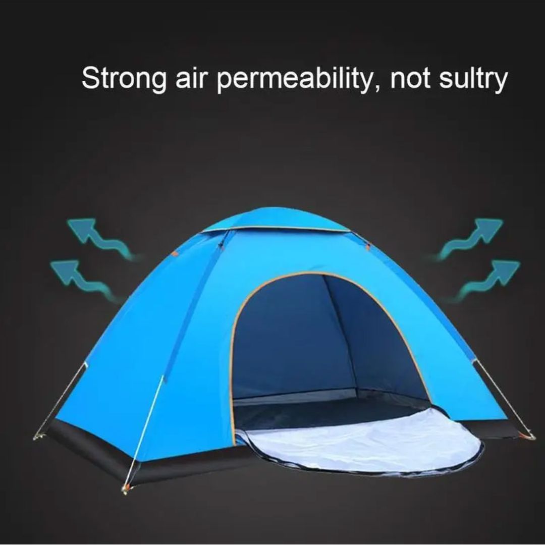 Automatic Pop-Up Tent – Double Door, Single Layer, Waterproof & Windproof for Outdoor Camping with Carry Bag – Green