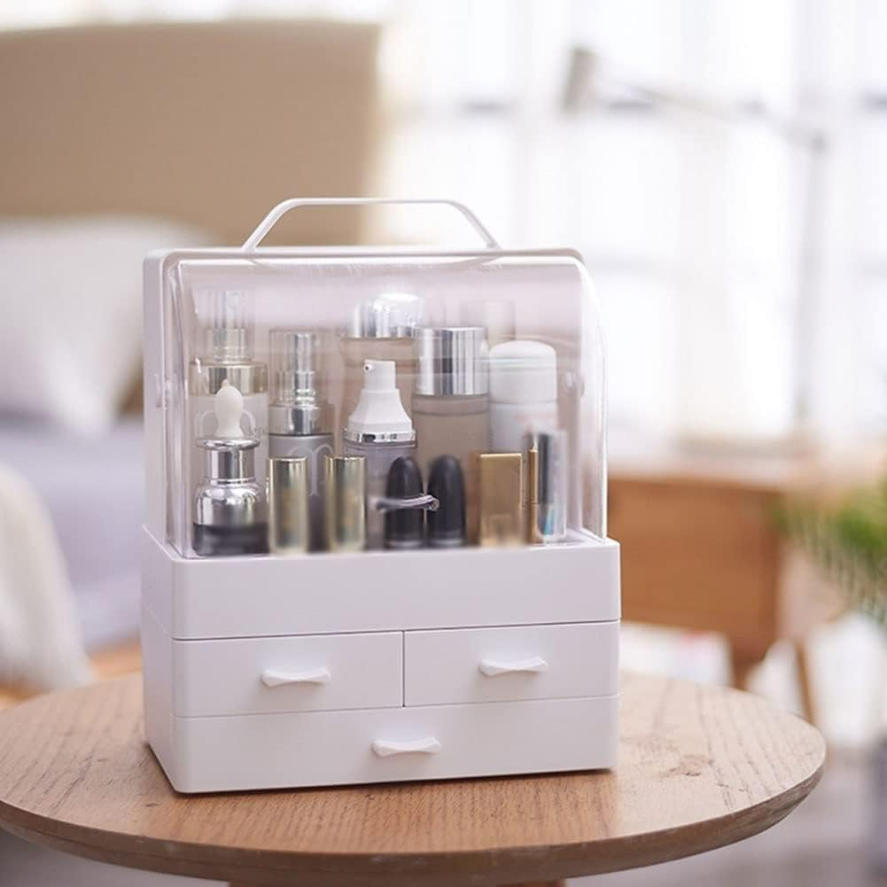 Makeup Organiser, Portable Skin Care Display Case with 3 Drawer