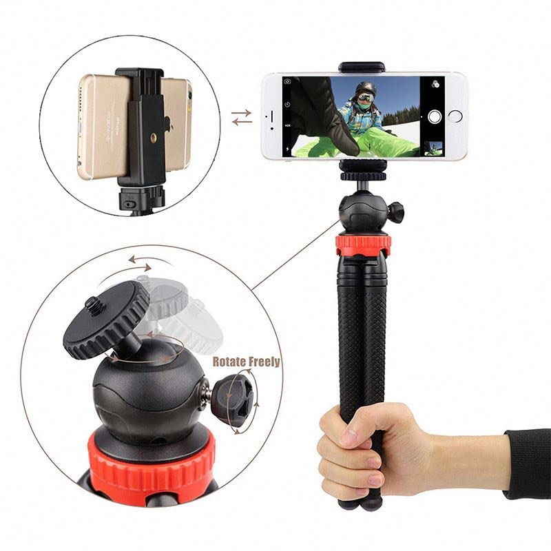 Flexible Octopus Tripod for Phone & Camera – Mini Tripod Travel Stand with Phone Clip Mount