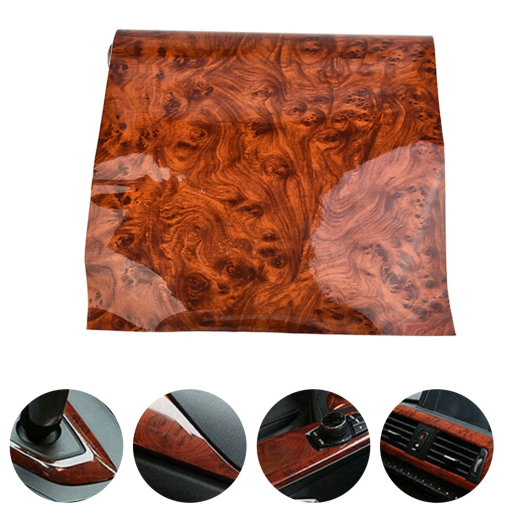 High Gloss Car Sticker Waterproof Car Interior Adhesive Wood Grain Film carbon fiber roll