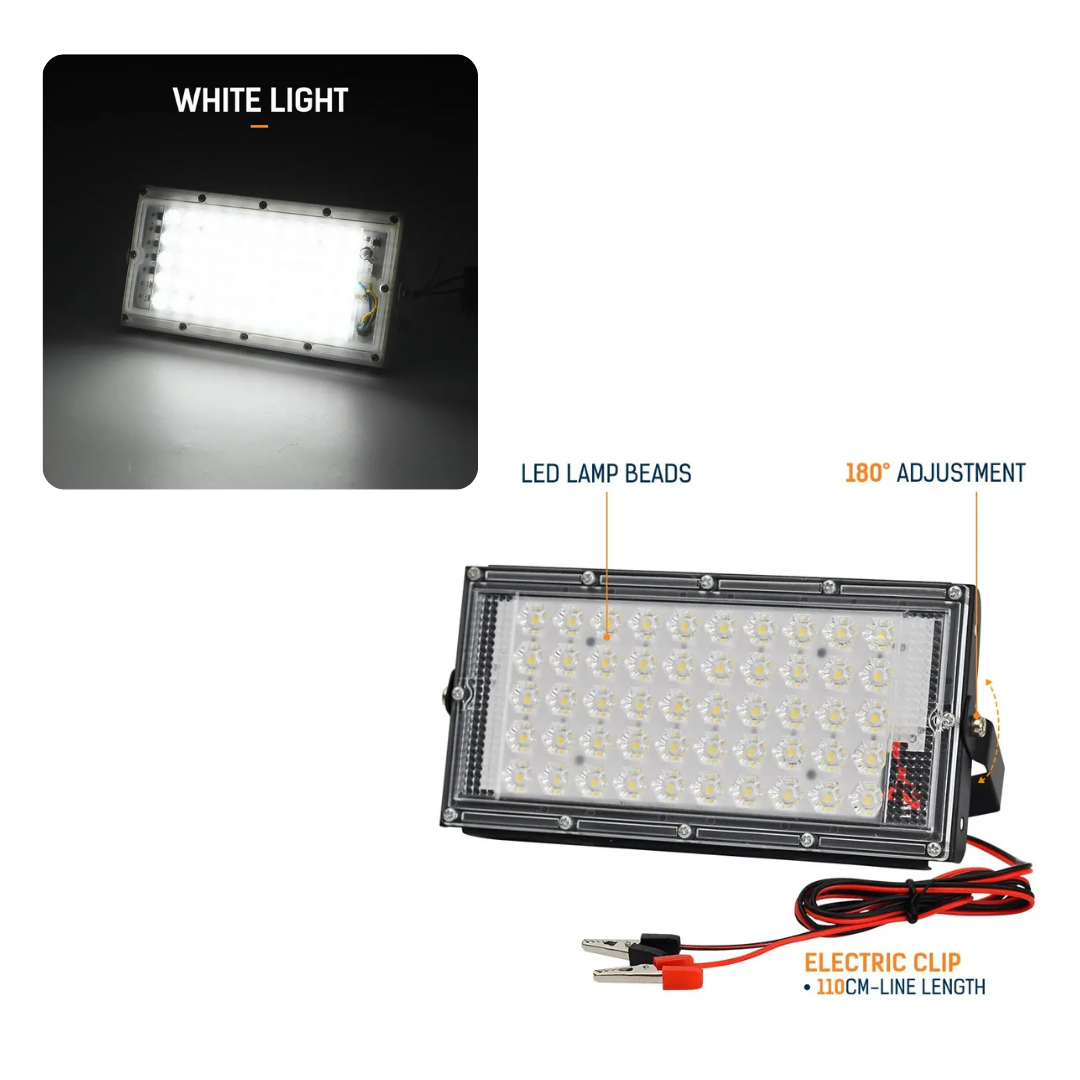 50W 50-SMD LED Flood Light with 120° Adjustable Angle, Waterproof Compact Size Outdoor Flood Light (L21 x W2.5 x H10.5)cm - White Light