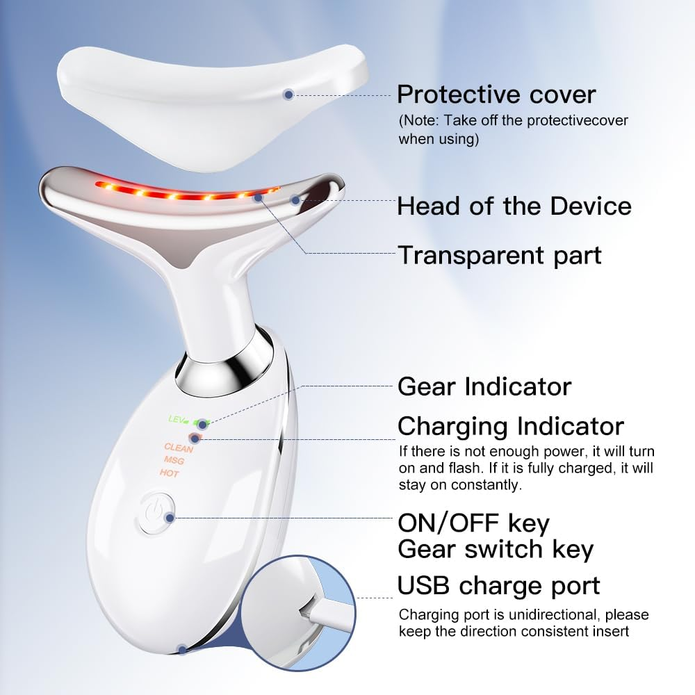 3 in 1 Vibration Face & Neck Massager – Triple-Action Anti-Wrinkle Device for Skin Tightening, Lifting & Smoothing