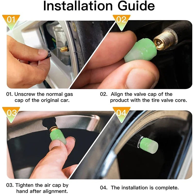4 Pieces Car Luminous Wheel Tire Valve Led Decor