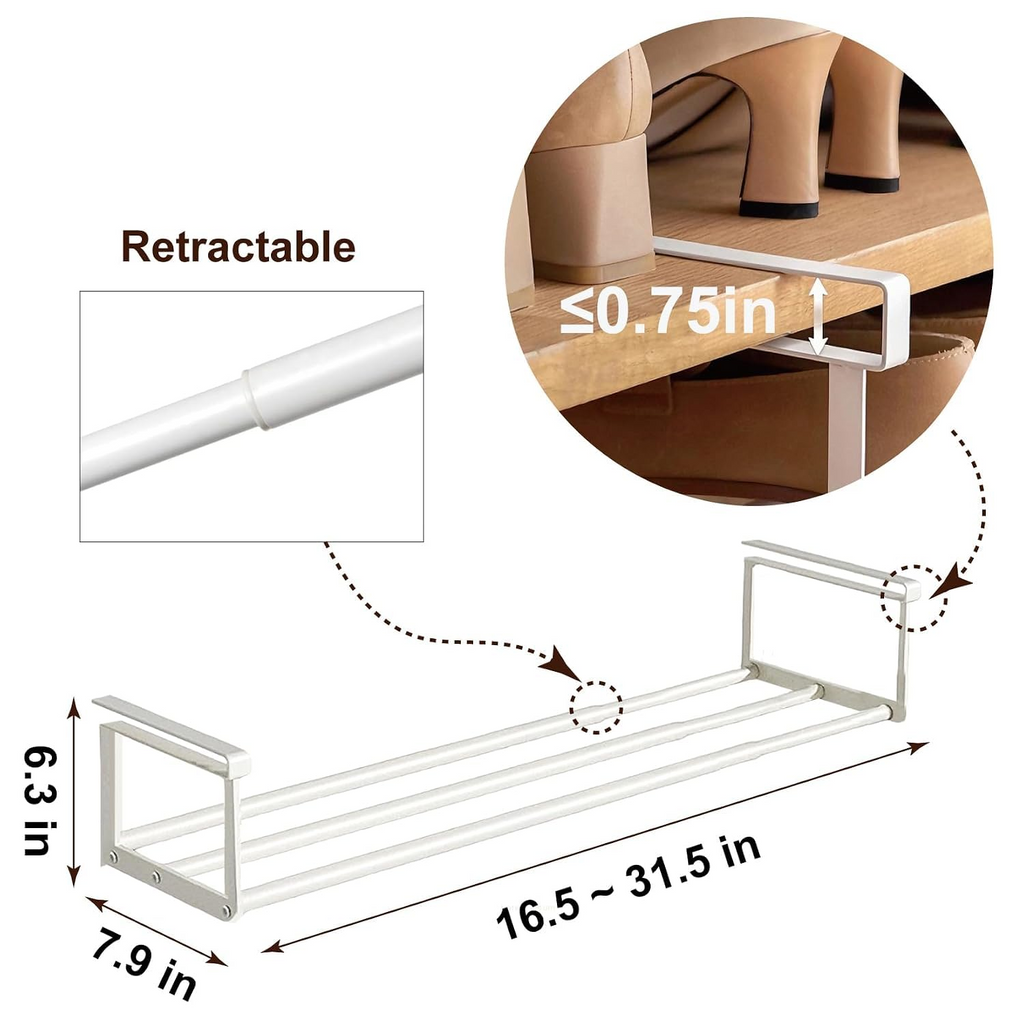 Expandable Shoe Rack Organizer - Adjustable Shoe Rack & Under Cabinet Shelf ( BLACK COLOR )