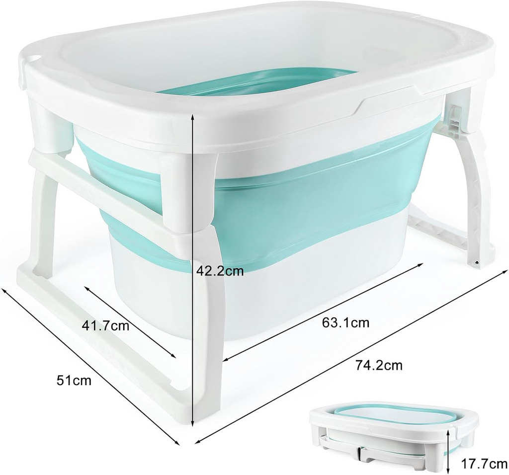 Foldable Baby Bath Tub with Bath Seat and Non-Slip Holder for Safety