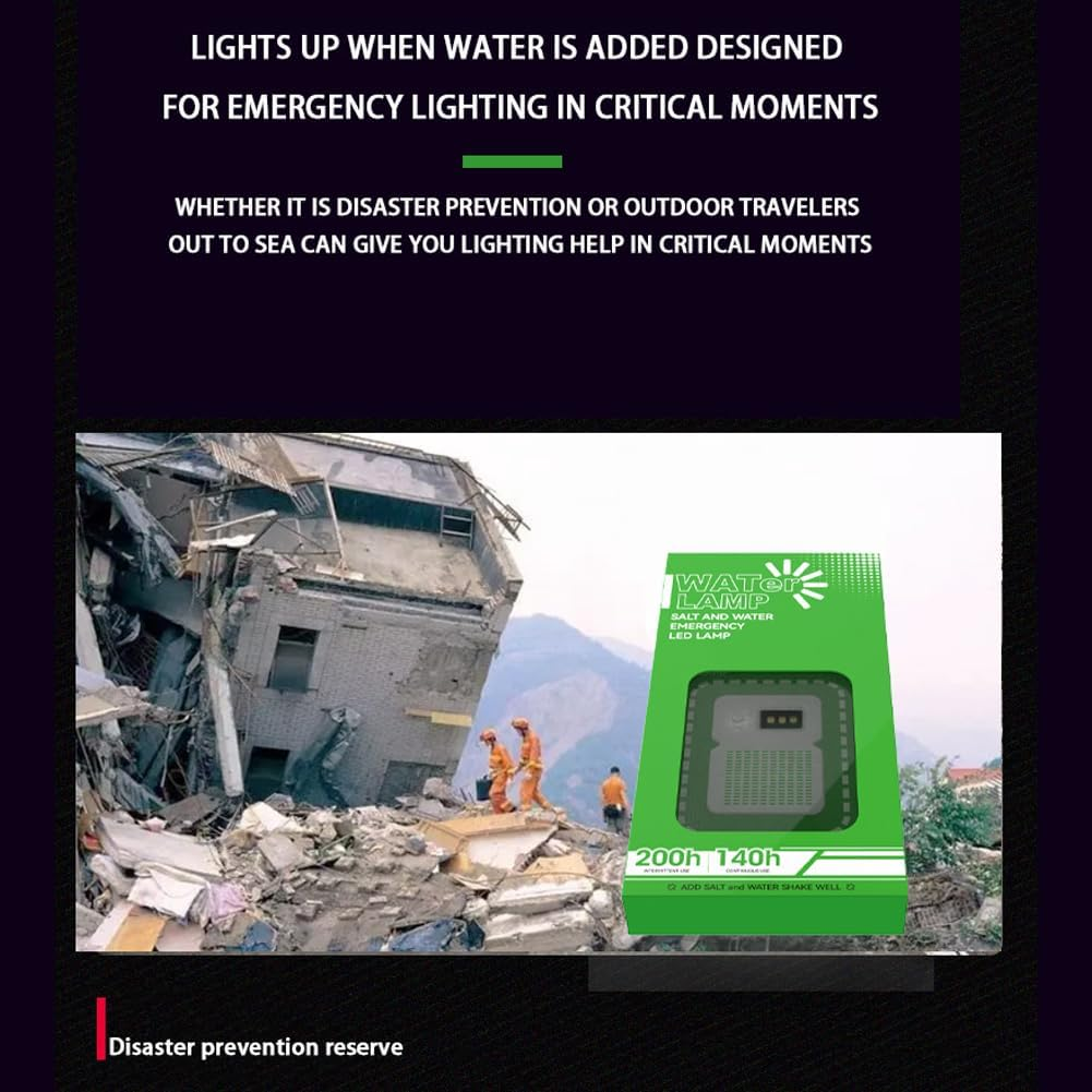 Portable Salt Water LED Lamp for Camping, Hiking & Emergencies.