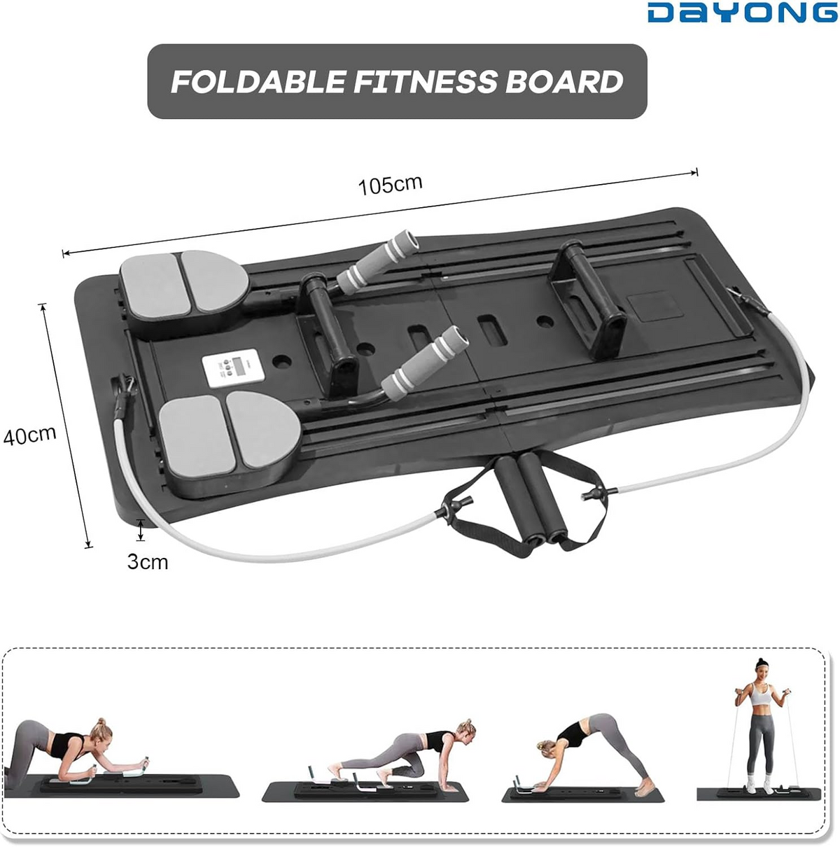 Foldable Pilates Reformer Machine – Multifunctional Home Fitness Board with Ab Roller