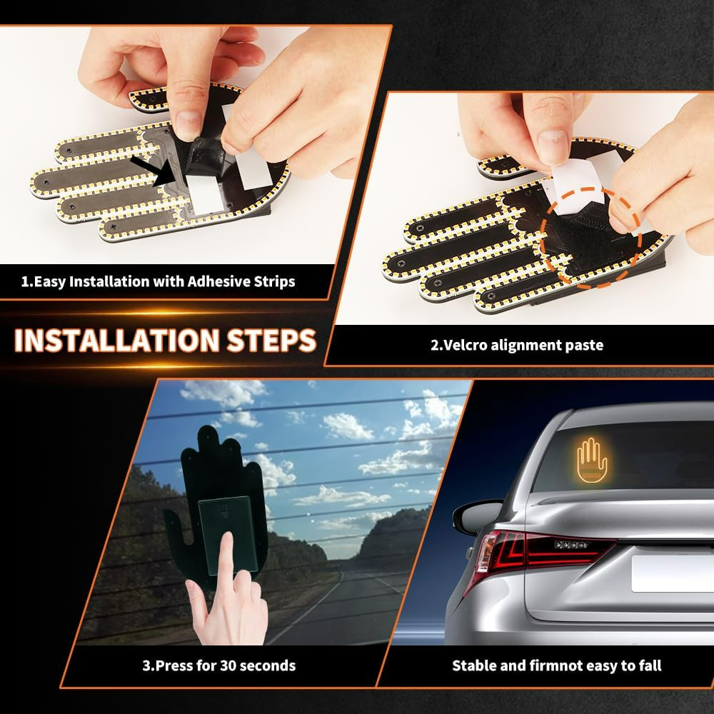 LED Hand Signal Car 3 Modes Middle Finger for Car Rear Window Road With Remote Control