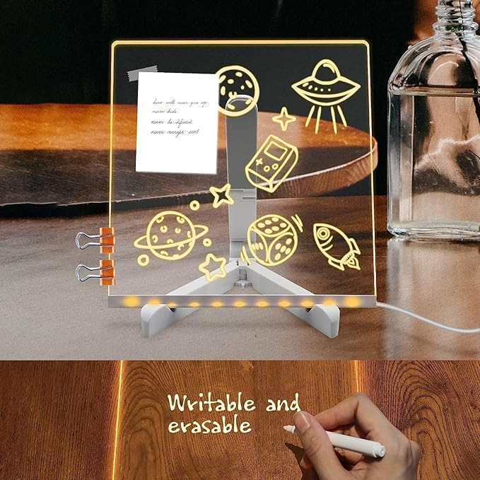 3D Acrylic Writing pad with Pen Message Board rewritable Table lamp drawing kids led