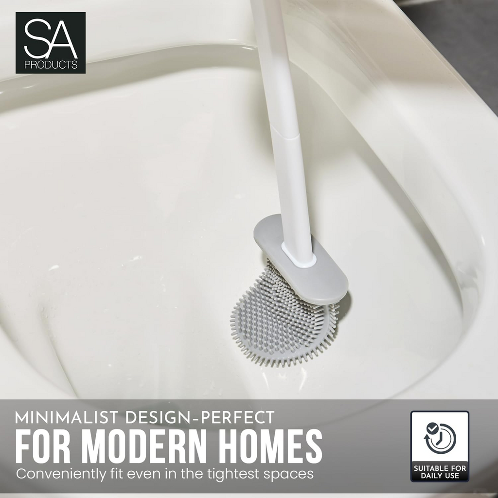 Silicone Toilet Brush Set - Bendable Deep Cleaning Feature