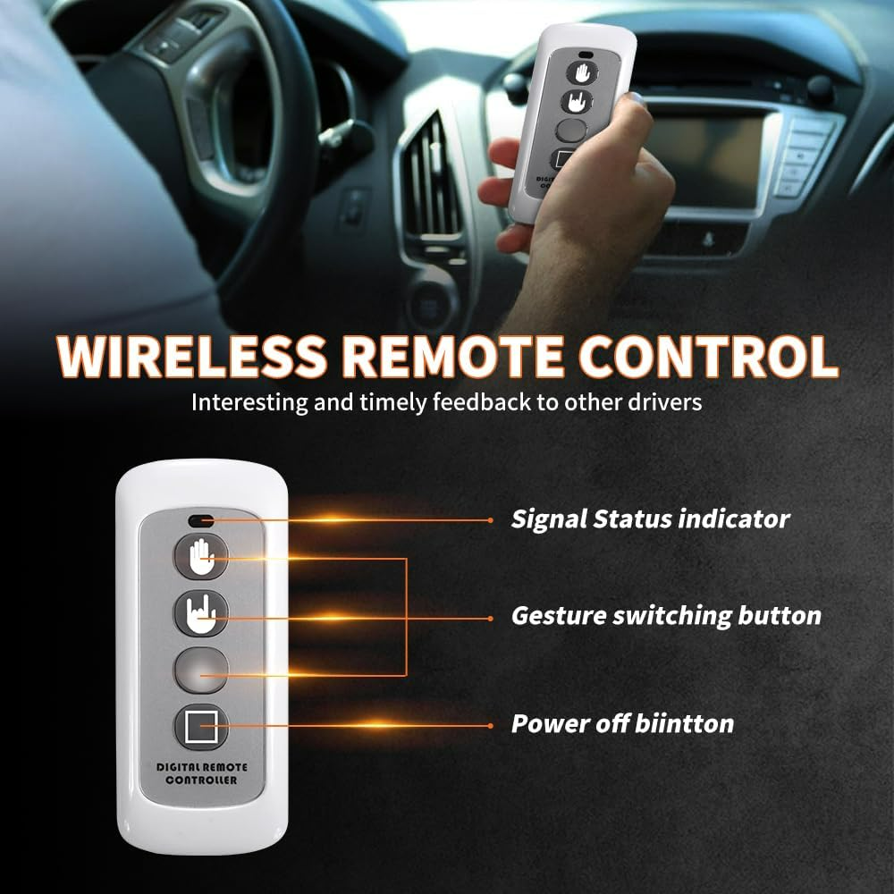 LED Hand Signal Car 3 Modes Middle Finger for Car Rear Window Road With Remote Control