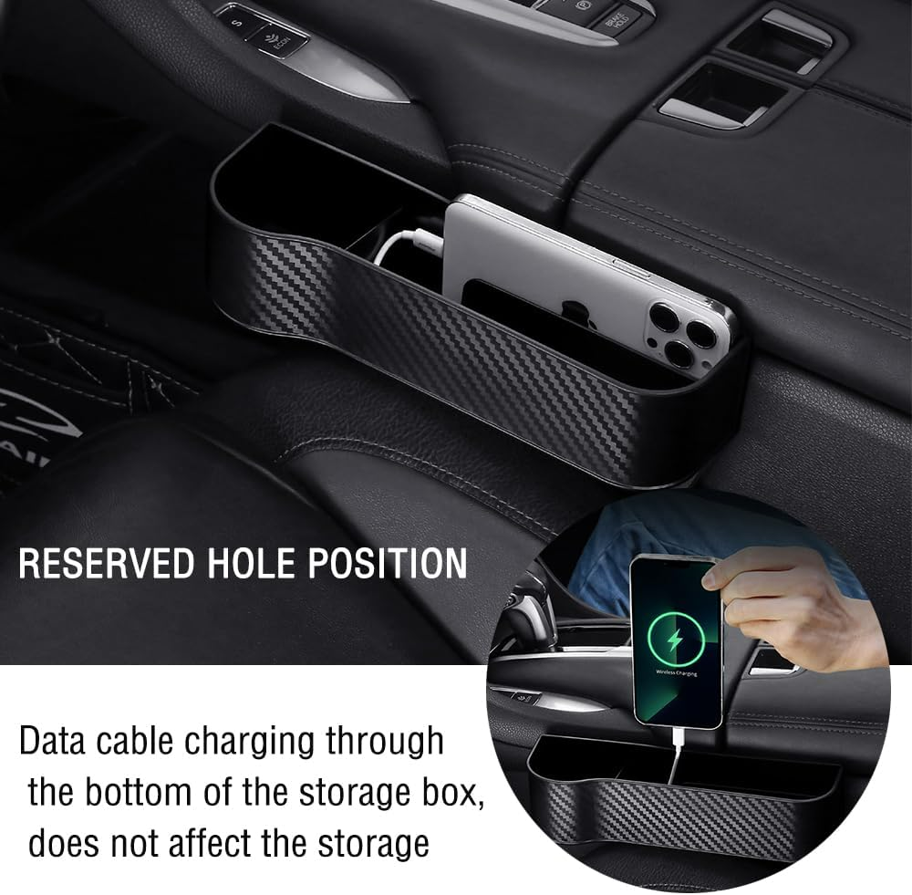 Carbon Fiber Car Seat Organiser with Cup Holder