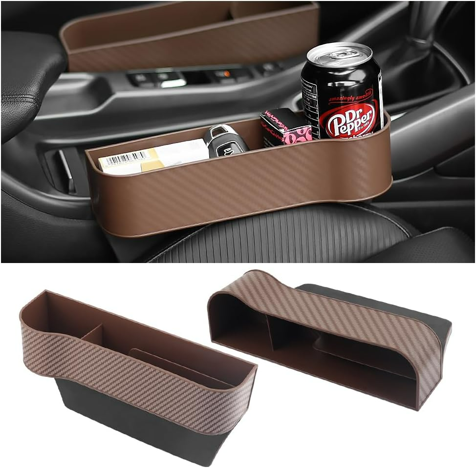 Carbon Fiber Car Seat Organiser with Cup Holder
