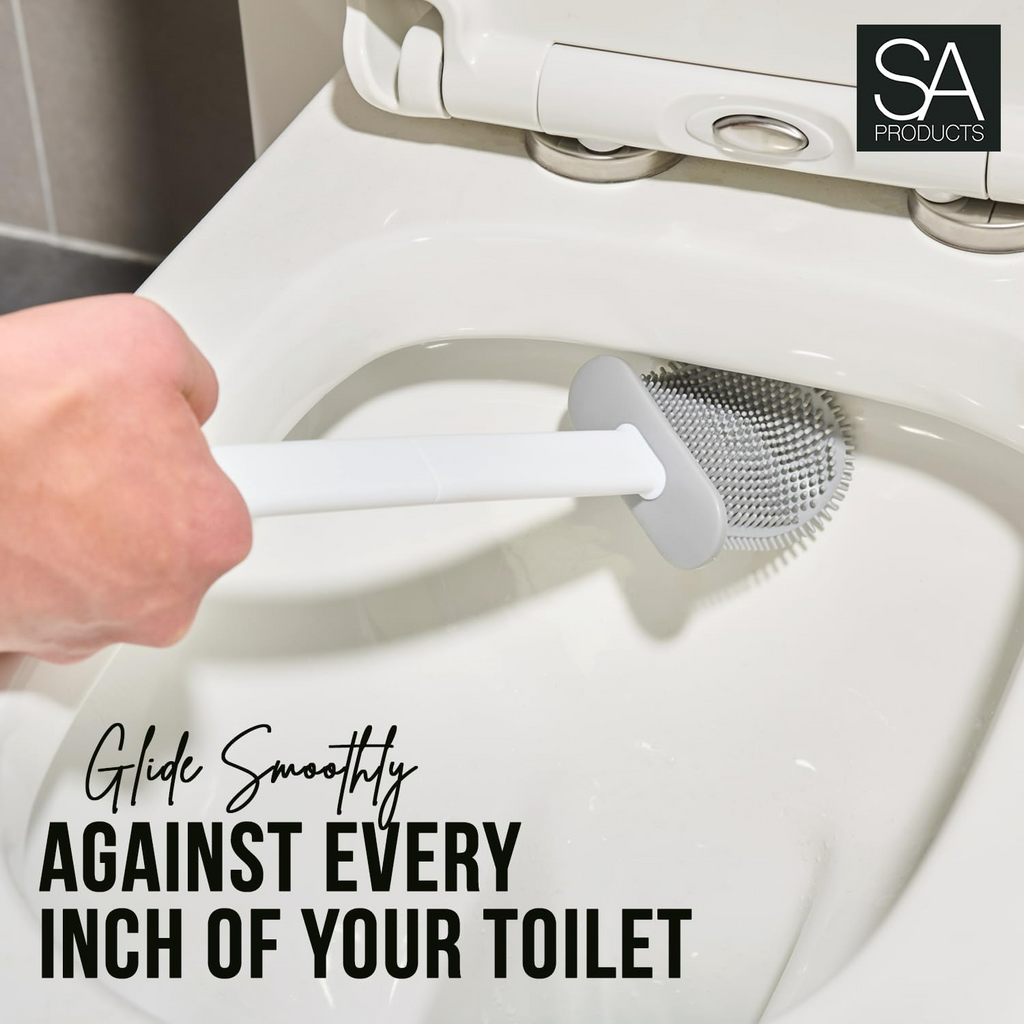 Silicone Toilet Brush Set - Bendable Deep Cleaning Feature
