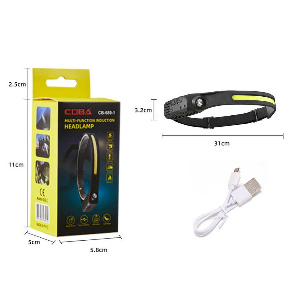 Bright Rechargeable Headlamp Flashlight, 8 Lighting Modes with Motion Sensor Head Lamp