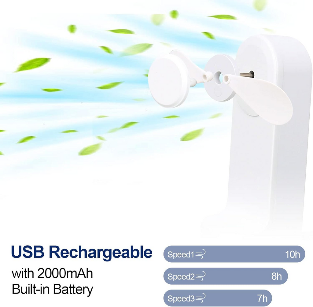 2 in 1 PowerBank Mini Handheld Fan – USB Rechargeable, Foldable & Portable Pocket Fan, Quiet Operation for Travel, Home & Outdoor