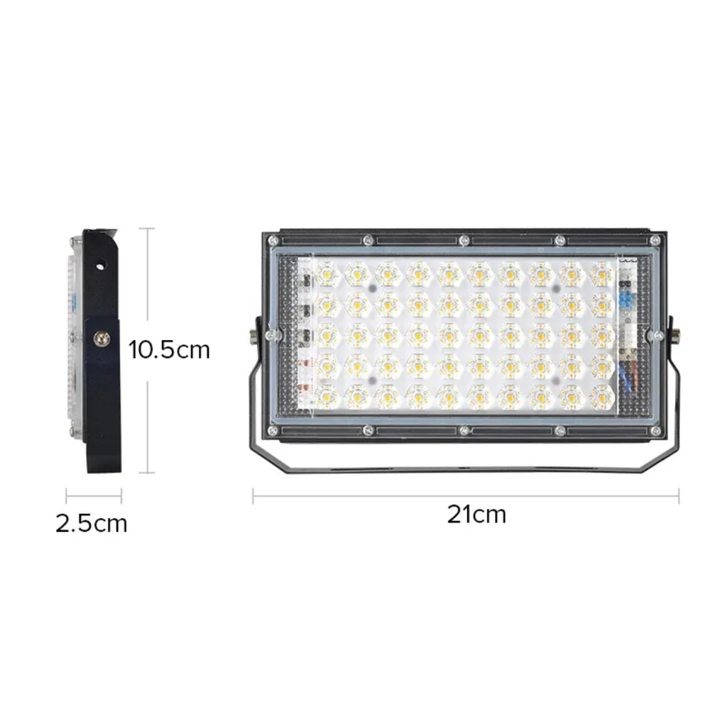 50W 50-SMD LED Flood Light with 120° Adjustable Angle, Waterproof Compact Size Outdoor Flood Light (L21 x W2.5 x H10.5)cm - White Light