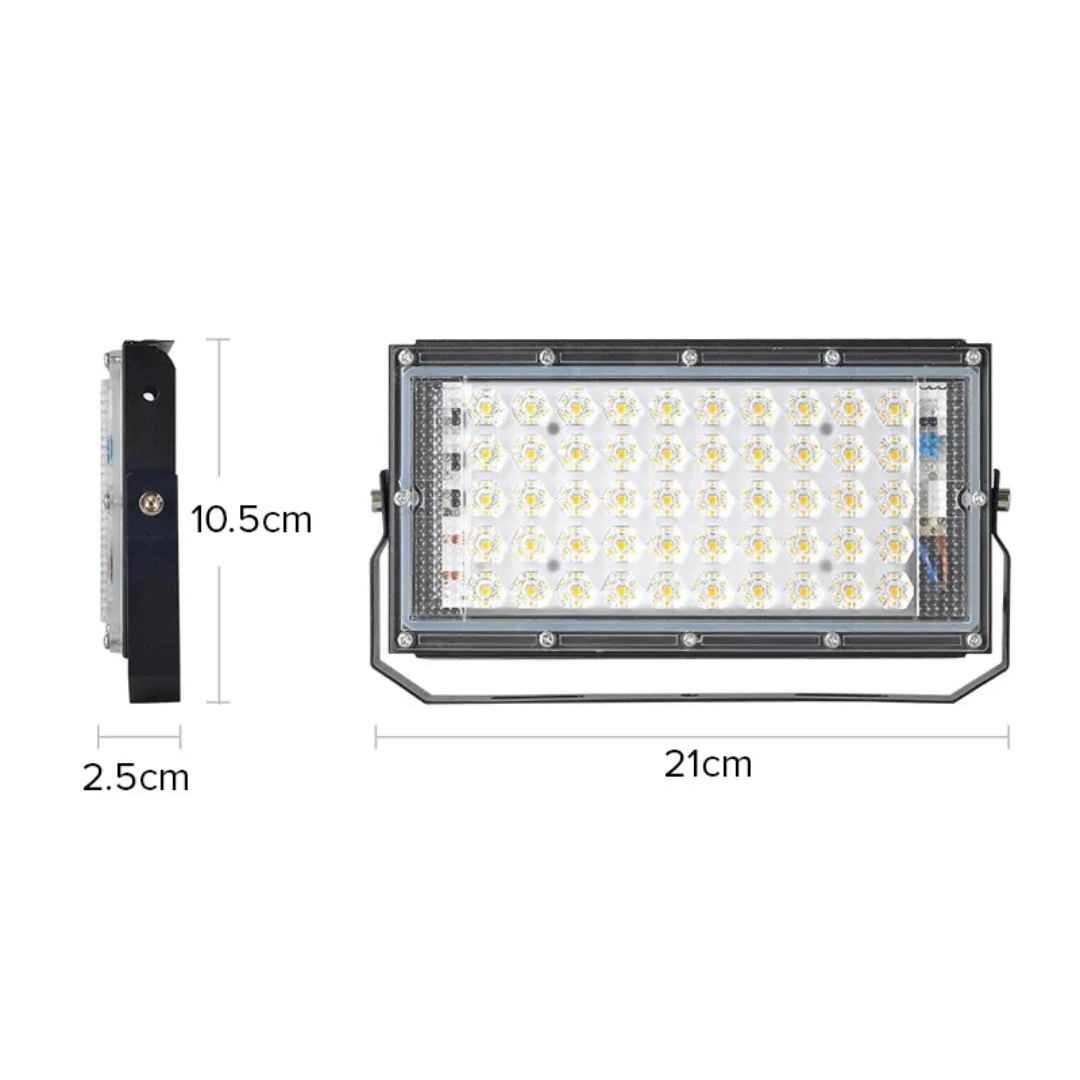 50W 50-SMD LED Flood Light with 120° Adjustable Angle, Waterproof Compact Size Outdoor Flood Light (L21 x W2.5 x H10.5)cm - White Light