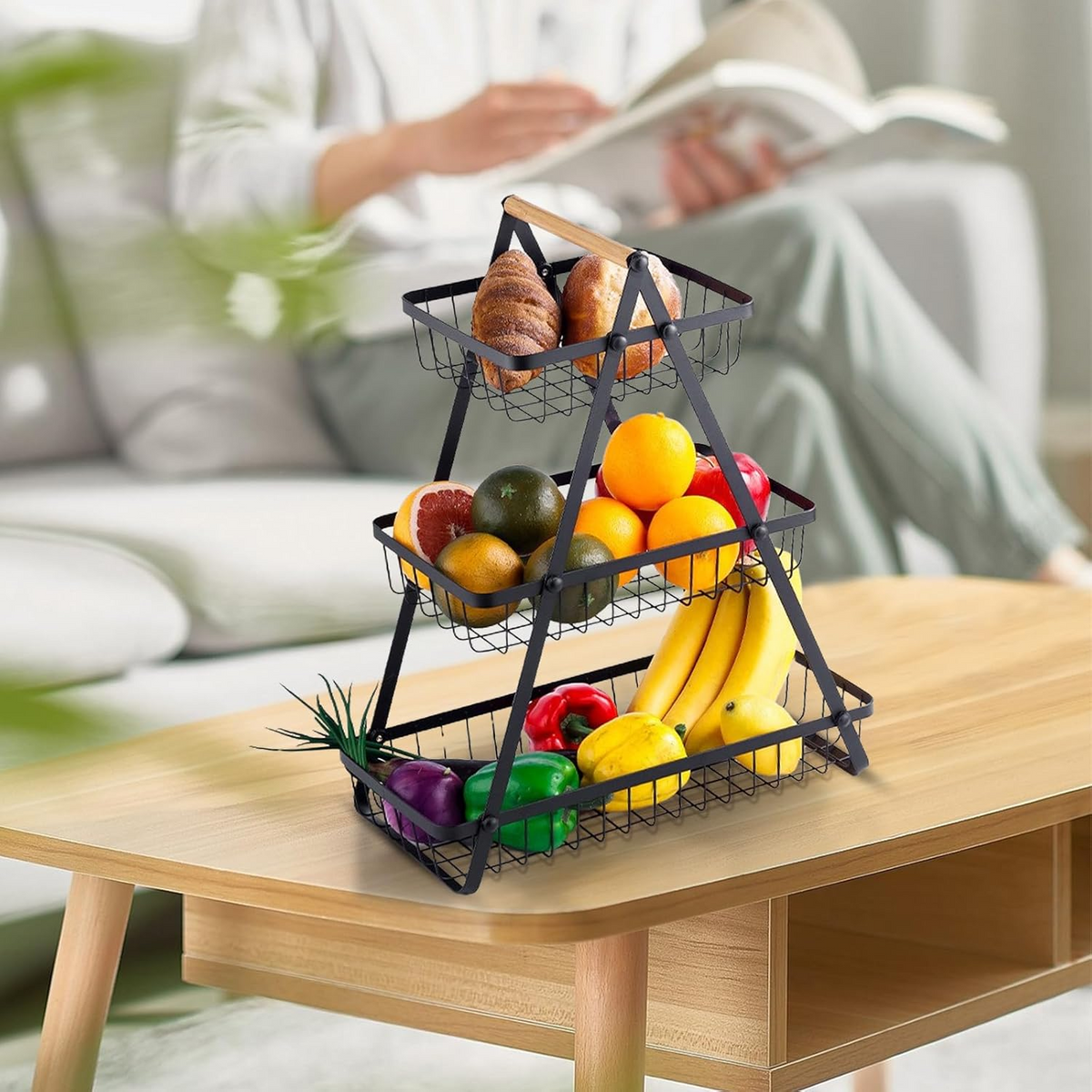 3 Tier Countertop Iron Storage Basket