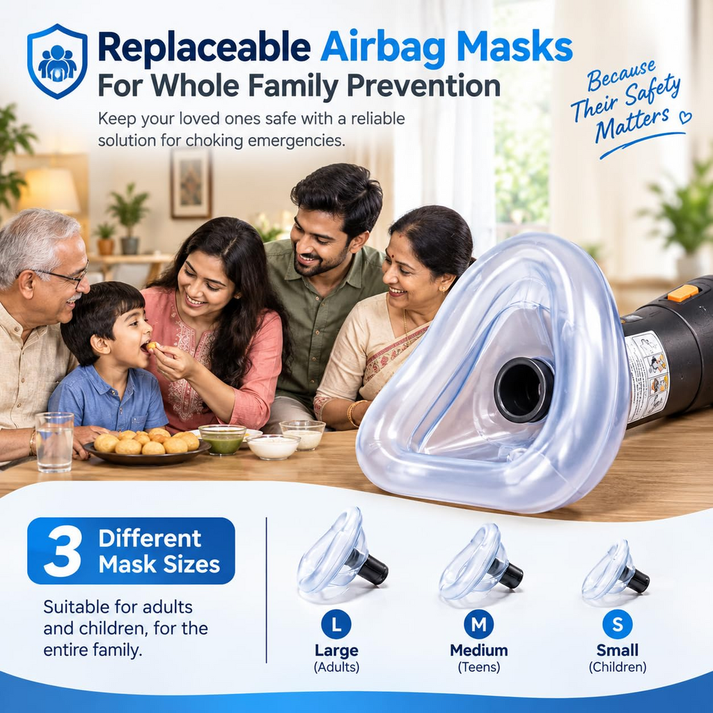 Cybernautt BH01 Automatic Anti-Choking Device | One-Button Suction Rescue for Infants, Children & Adults | Manual Emergency Airway Clear Device with 3 Mask Sizes