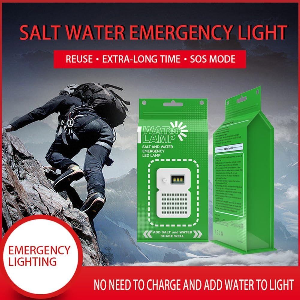 Portable Salt Water LED Lamp for Camping, Hiking & Emergencies.