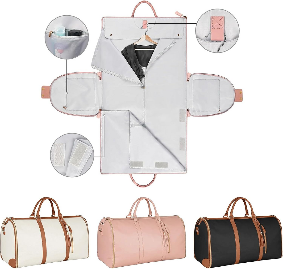 8 in 1 Travel Storage Bag Leather Travel Duffel Bag with Shoulder Strap