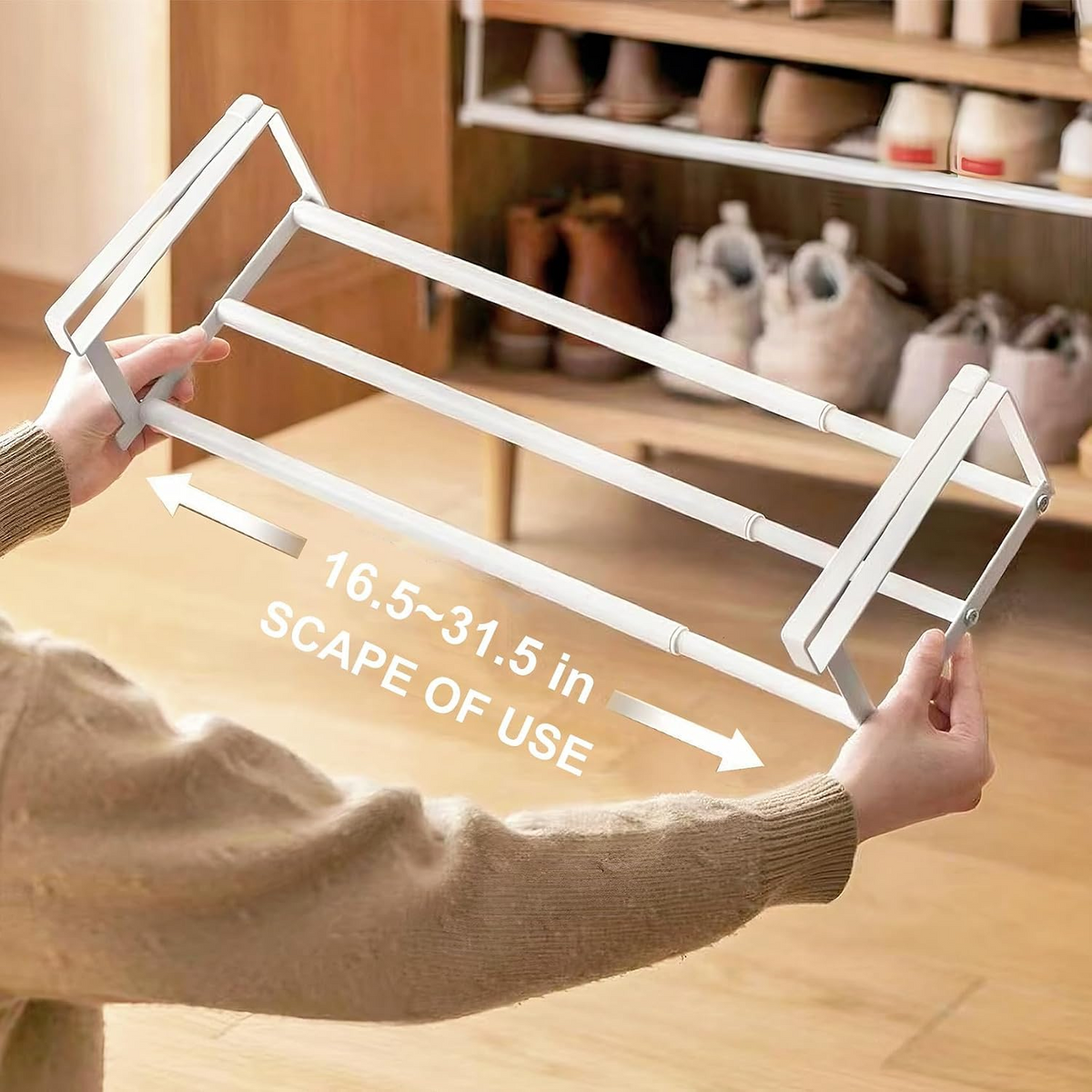 Expandable Shoe Rack Organizer - Adjustable Shoe Rack & Under Cabinet Shelf ( BLACK COLOR )