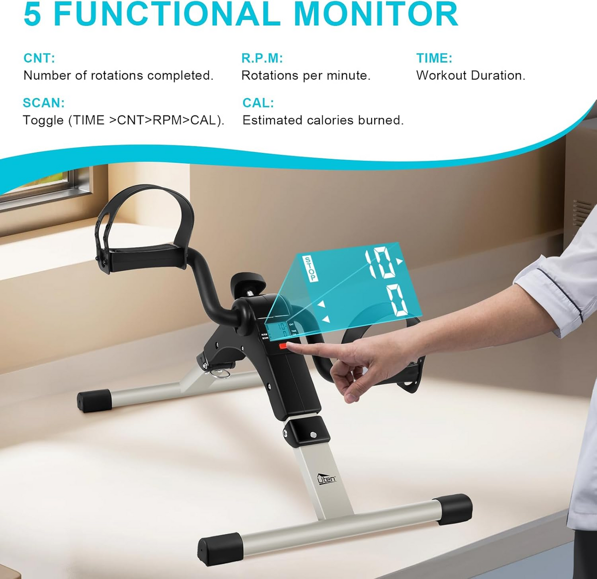 Sport Foldable Pedal Exerciser, Stationary Under Desk Exercise Equipment Arm/Leg/Foot Peddler Exercise