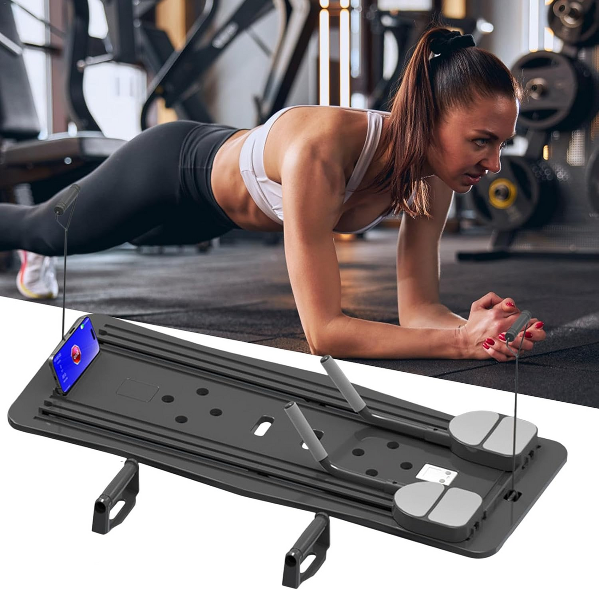 Foldable Pilates Reformer Machine – Multifunctional Home Fitness Board with Ab Roller