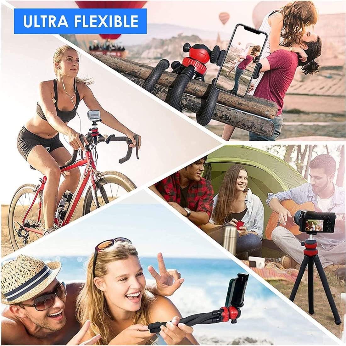 Flexible Octopus Tripod for Phone & Camera – Mini Tripod Travel Stand with Phone Clip Mount