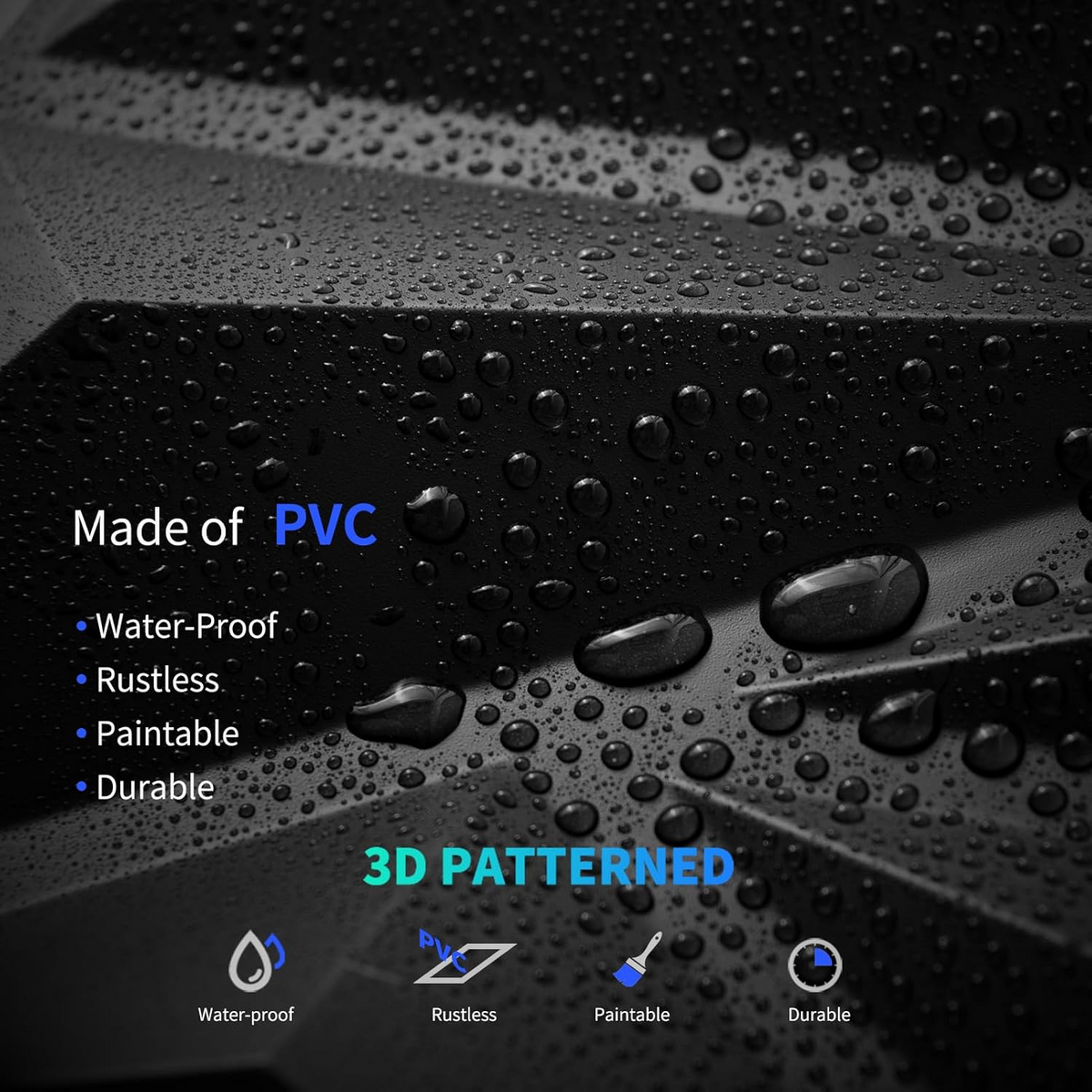 3D Black Diamond PVC Wall Panels