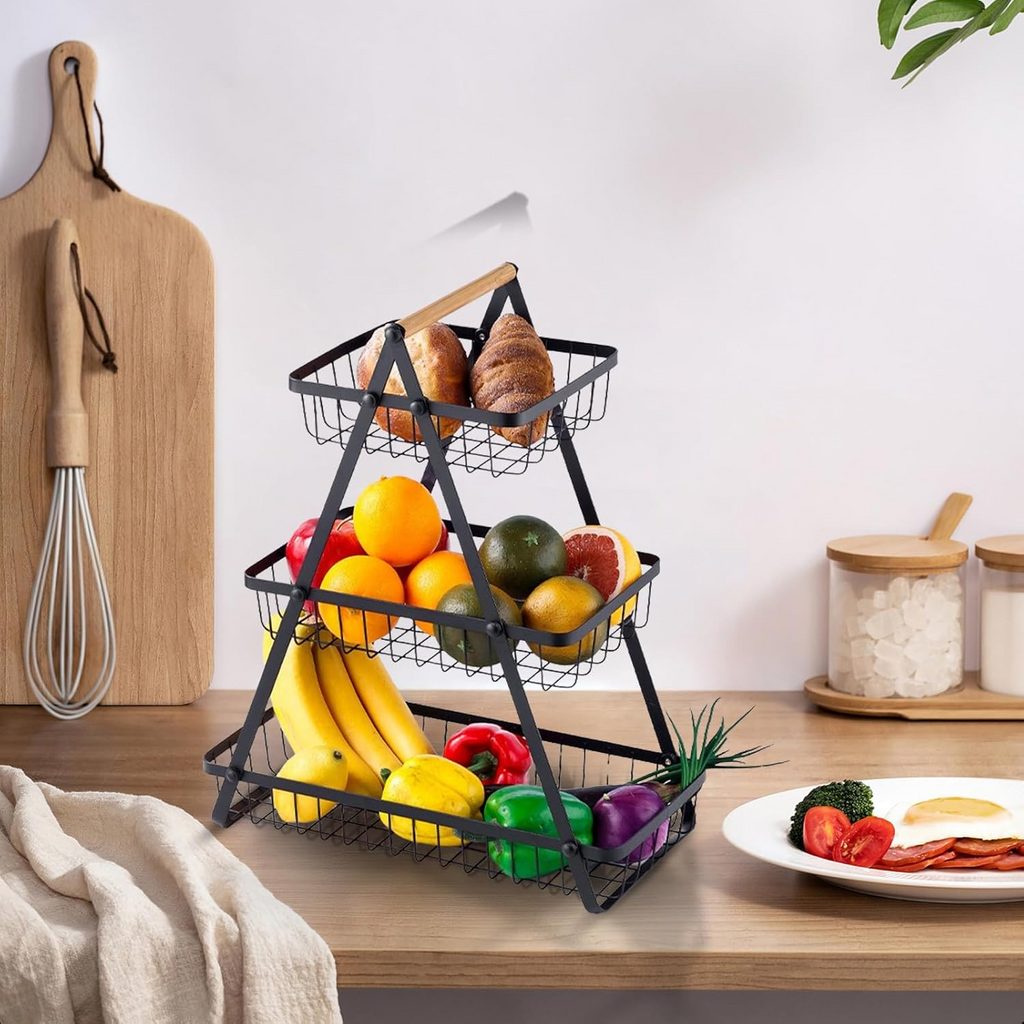 3 Tier Countertop Iron Storage Basket