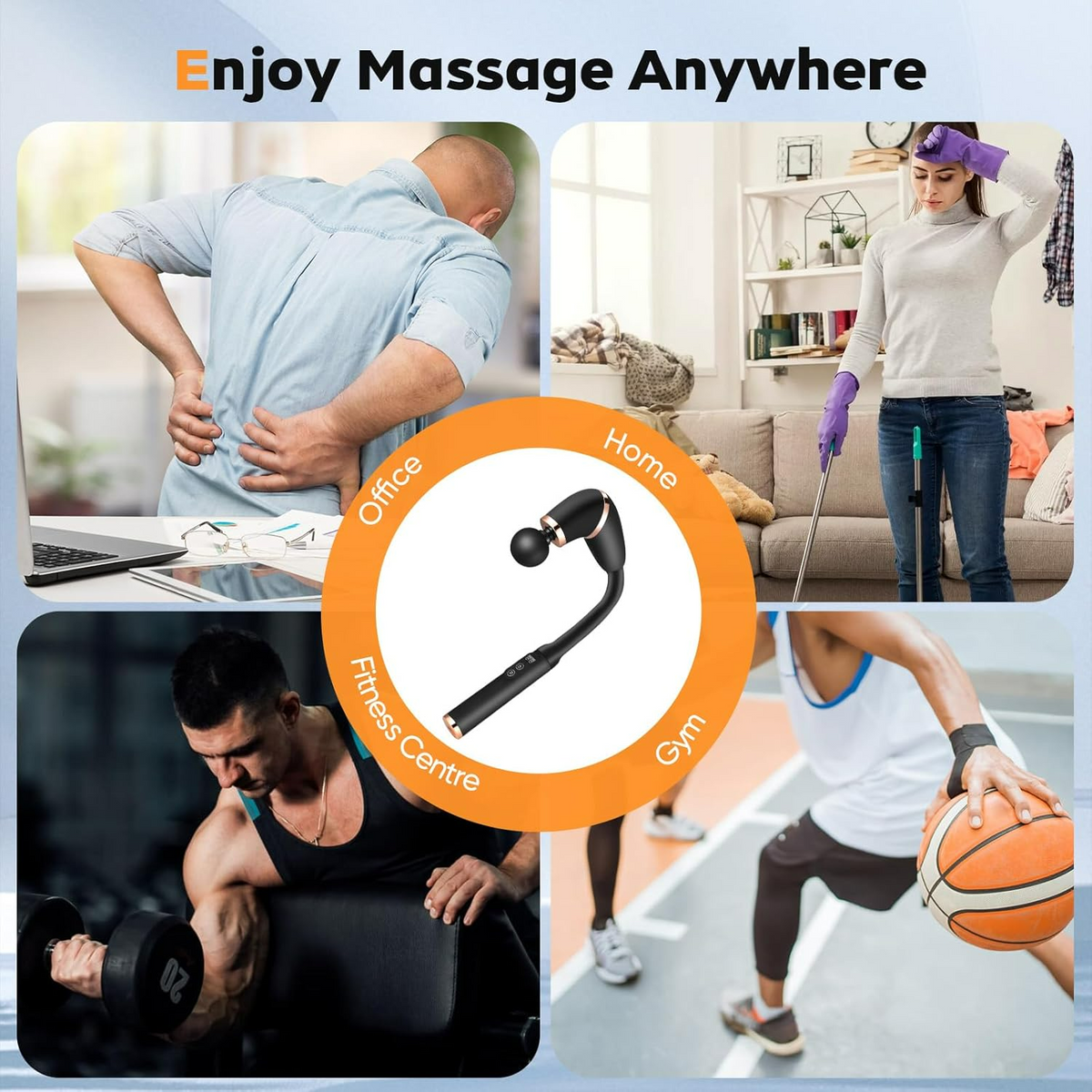 Deep Tissue Massage Gun with Upgraded Extension Handle