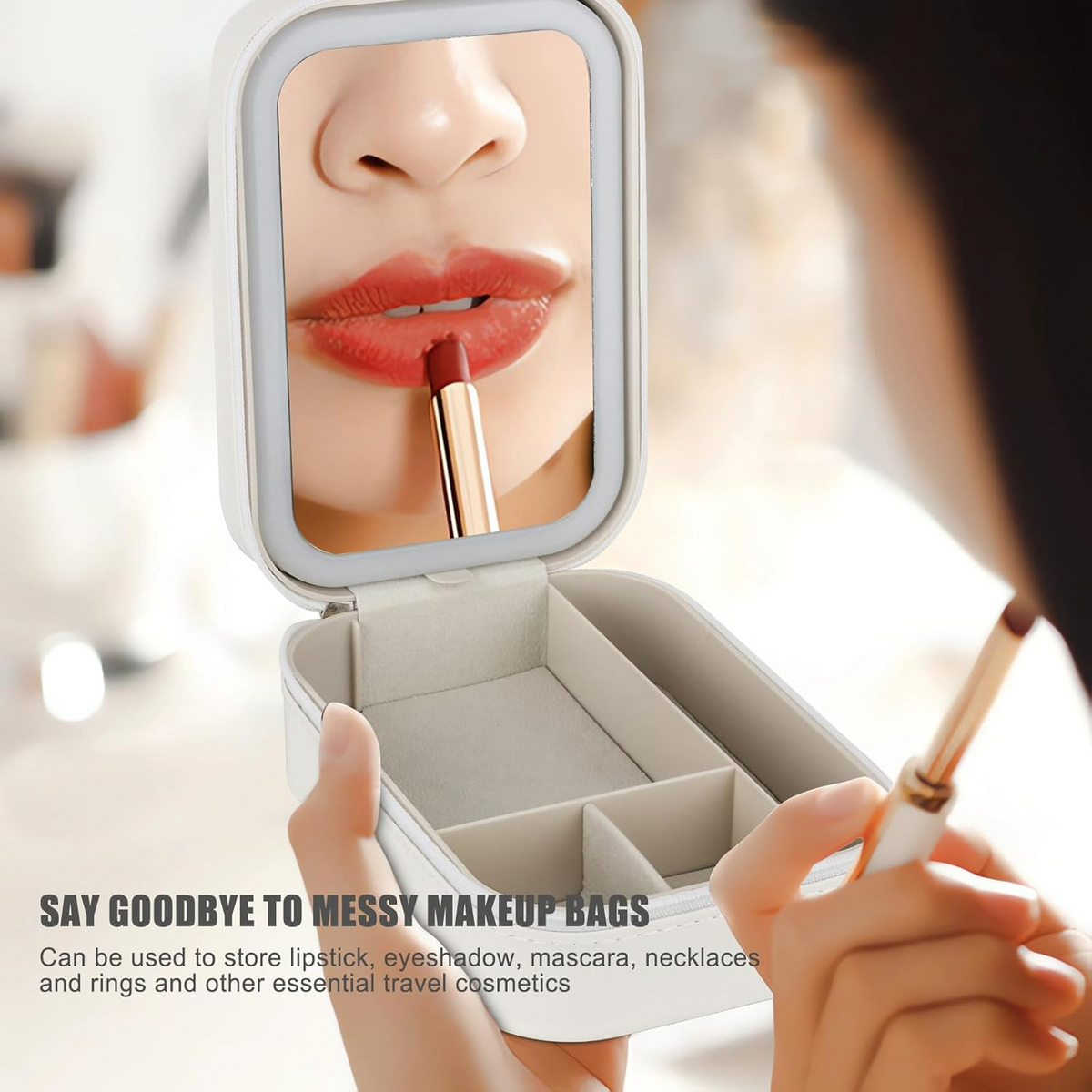 Travel Size LED Mirror & Beauty Makeup organiser Case