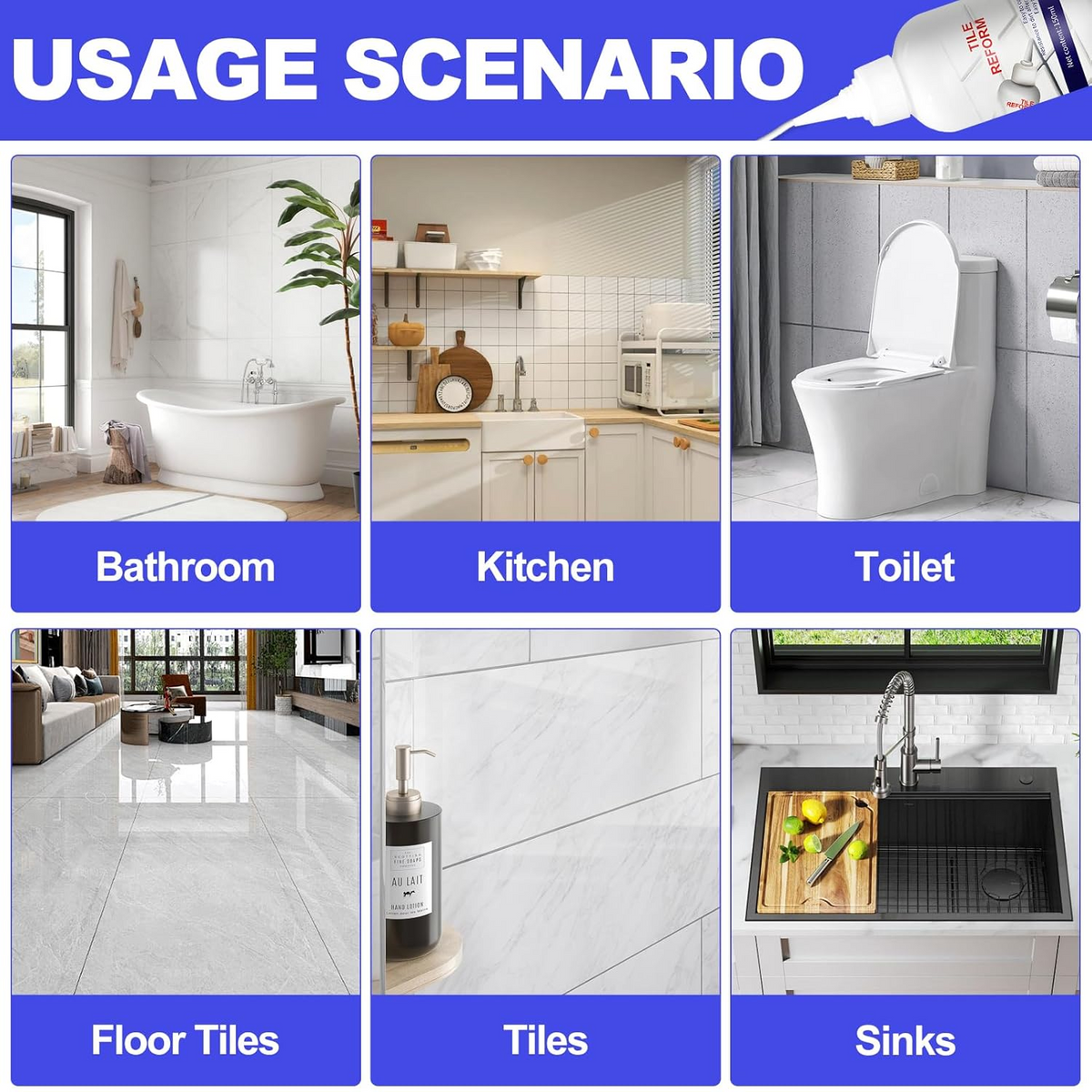 White Tile & Enamel Repair Kit – Waterproof, Quick-Dry with Spatula for Cracks & Scratches