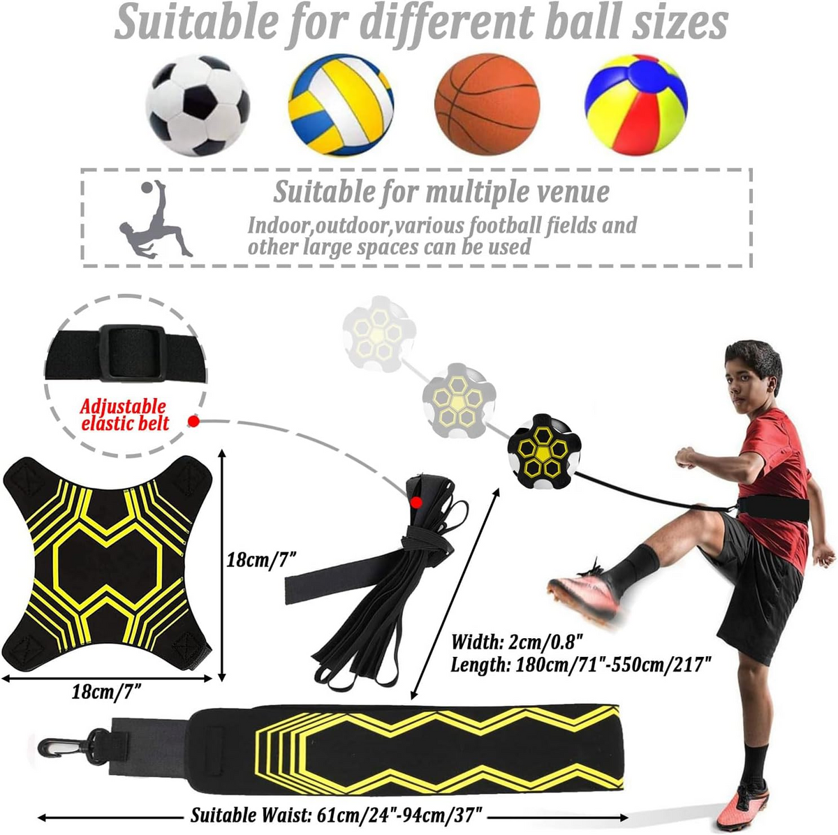 Football Kick Trainer Soccer Training Waist Belt Adjustable