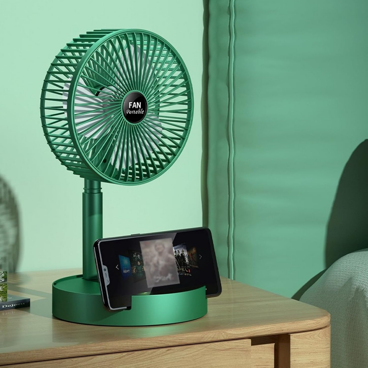 Foldable Desk Fan 3 Speeds, 180° Tilt Adjustable Rechargeable Fan with Low Noise & Long Battery Life