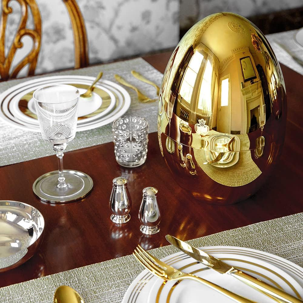 Premium Cutlery Set 24 Pcs with Oval Shaped Stand (Golden Egg)