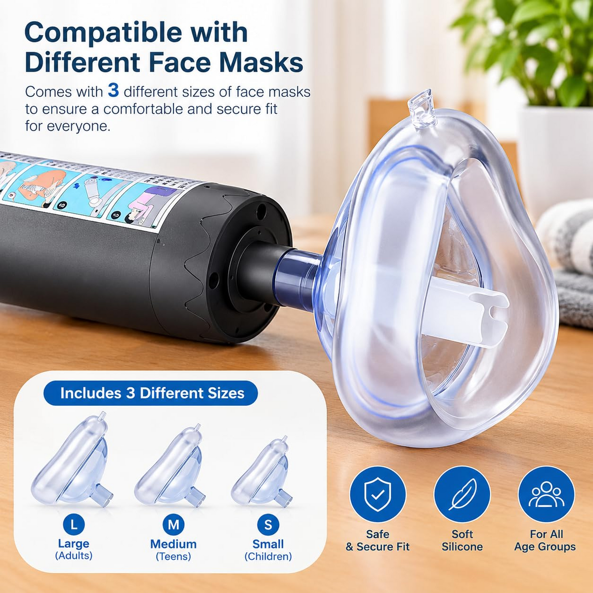 Cybernautt BH01 Automatic Anti-Choking Device | One-Button Suction Rescue for Infants, Children & Adults | Manual Emergency Airway Clear Device with 3 Mask Sizes