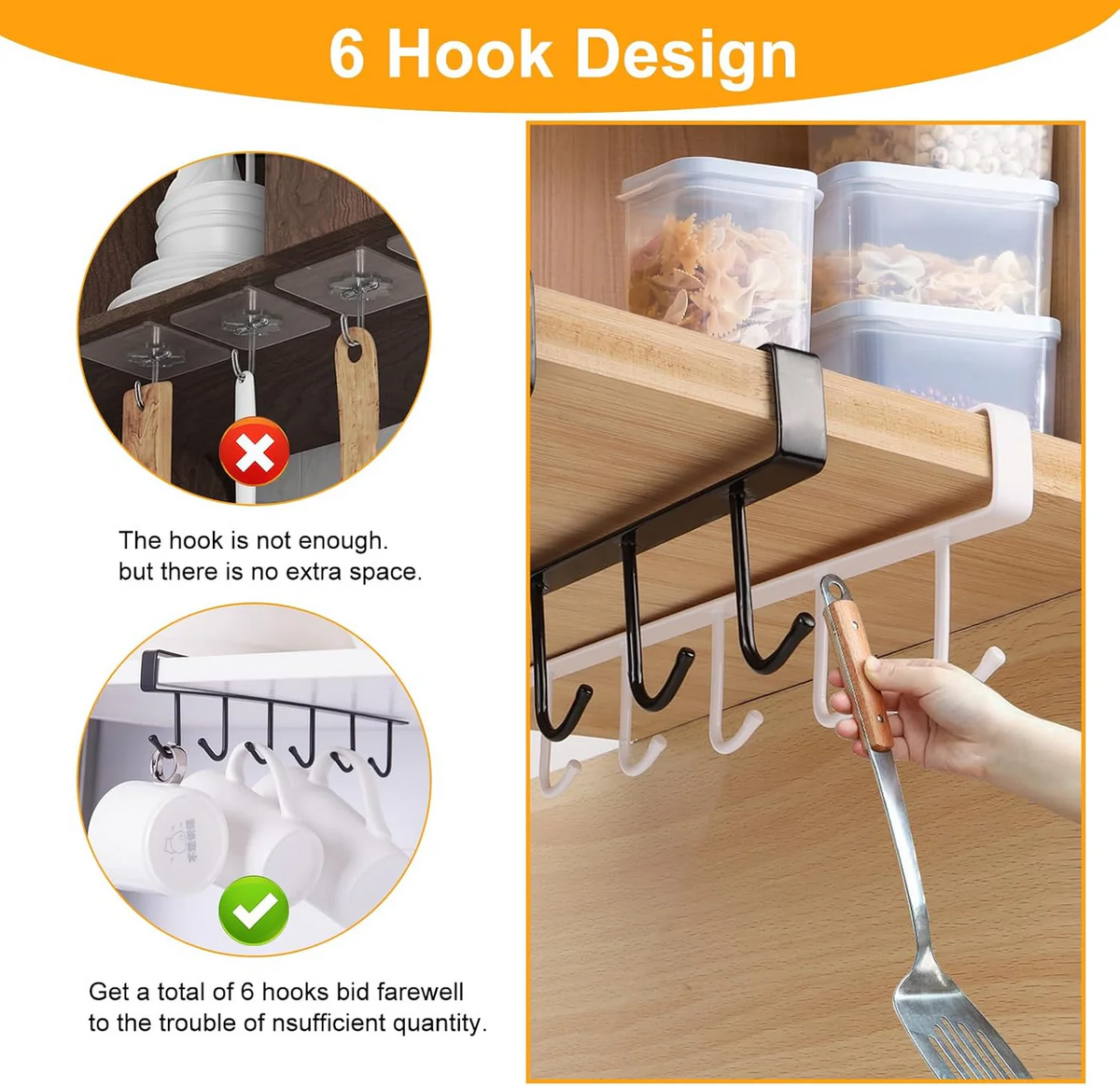 6 hook stainless organizer
