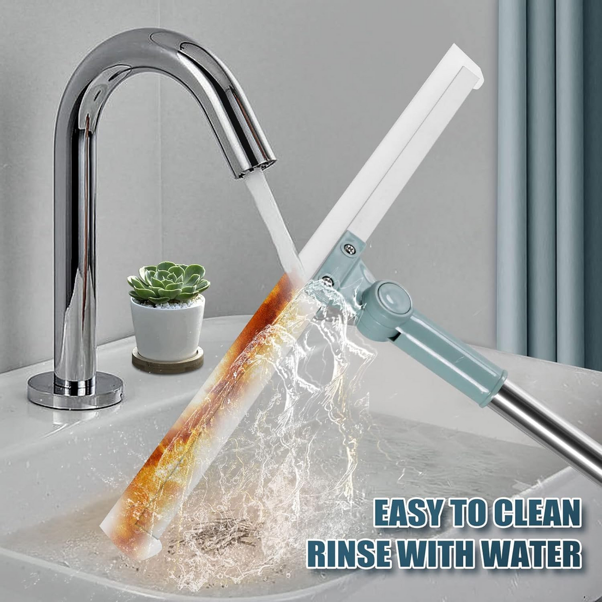 Silicon Floor Wiper With Stainless Steel Extendable Handle