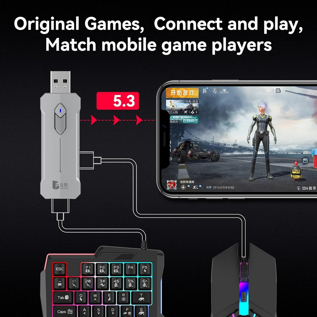 OEM 4-IN-1 Mobile Gaming Combo: Keyboard, Mouse, Converter, Stand